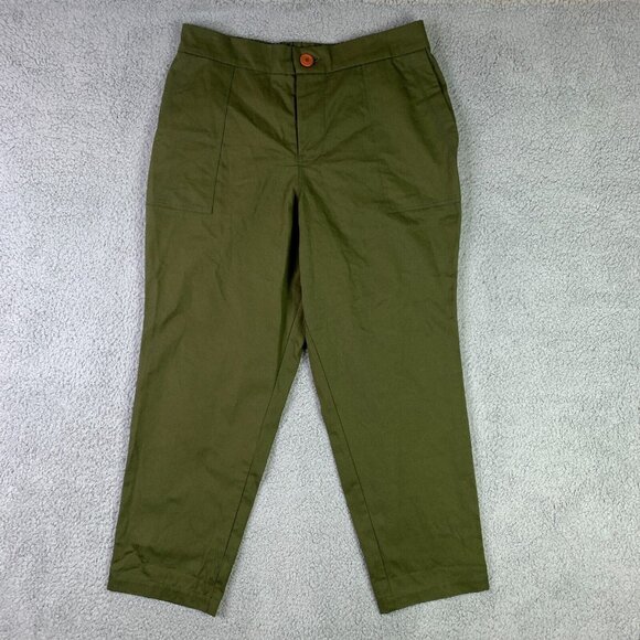 Pamut Apparel Frankie Pant Womens Large Olive Slim Tapered Leg Cotton Twill NEW - Picture 3 of 16